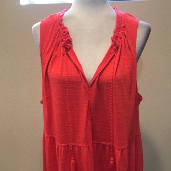 Max Studio Sleeveless Layered Hem Midi Dress Tasseled Tie and Pockets-Size 2X - Picture 2 of 13